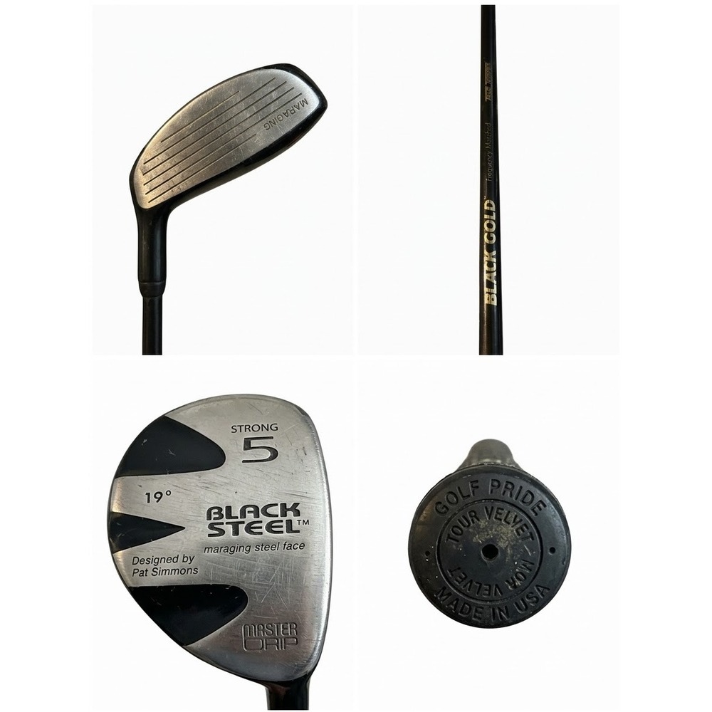 Master Grip Black Steel Strong 5 Hybrid 19 Degree Pat Simmons Black Gold Shaft